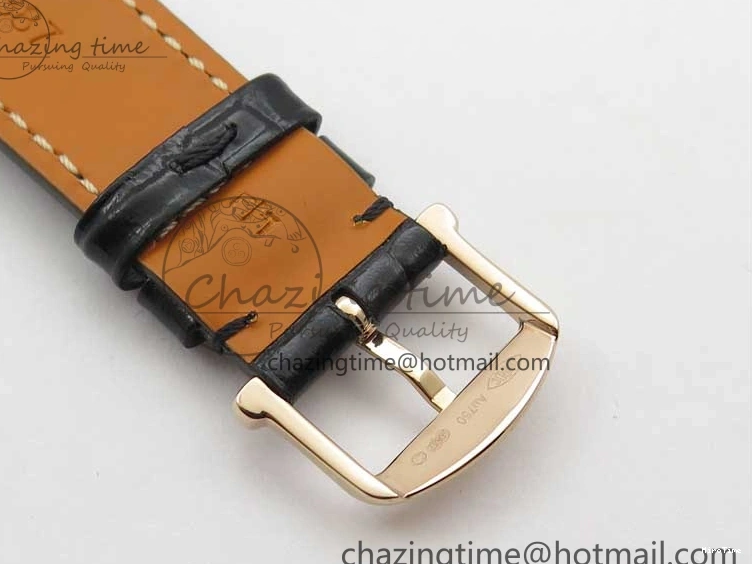 MIROTIME 1228 Durable Portofino 37mm RG V7F 1:1 Best Edition Gray Dial Diamonds Bezel on Black Leather Strap A 7089